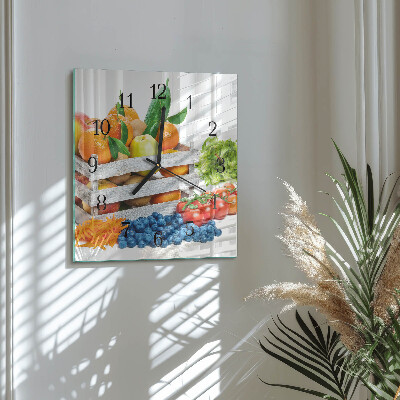 Glass wall clock square Vegetables