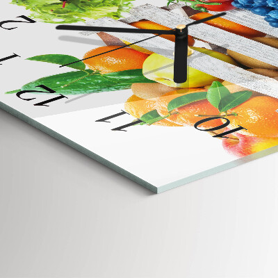 Glass wall clock square Vegetables