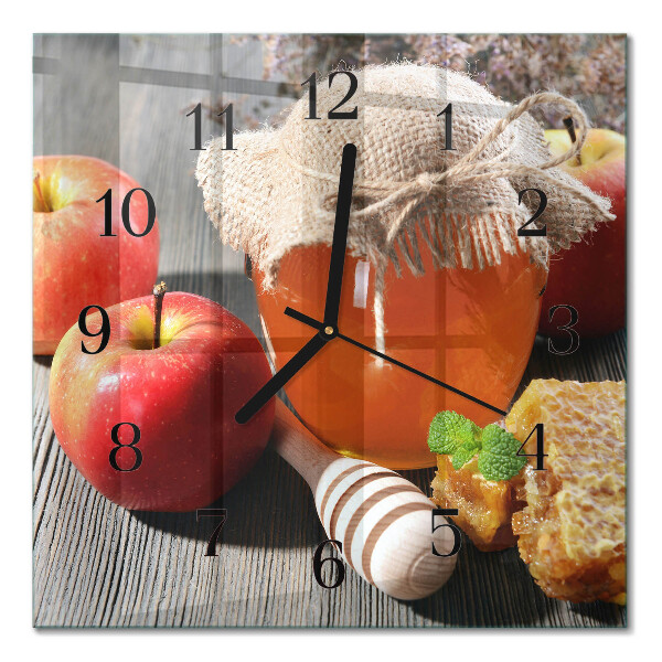 Glass wall clock square Honey apple