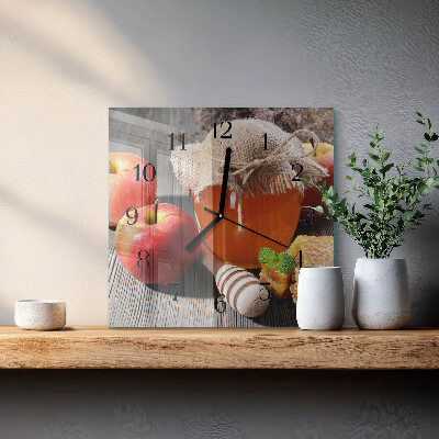 Glass wall clock square Honey apple