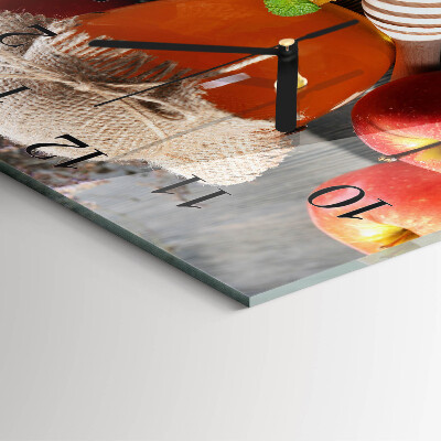 Glass wall clock square Honey apple