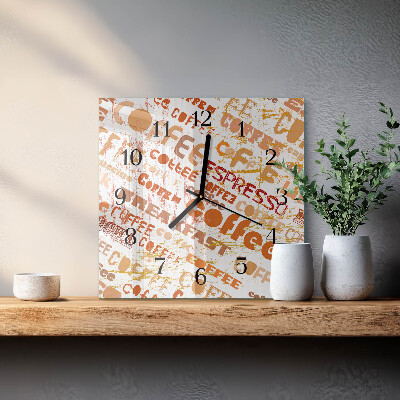 Glass clock square Coffee