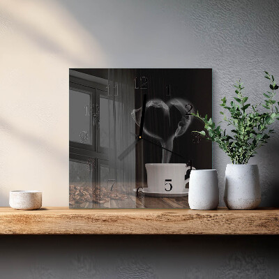 Glass wall clock square Coffee