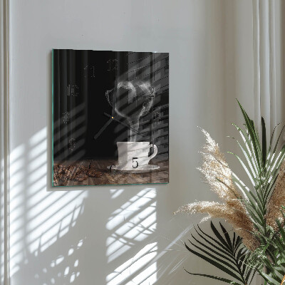 Glass wall clock square Coffee