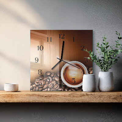 Glass clock square Coffee