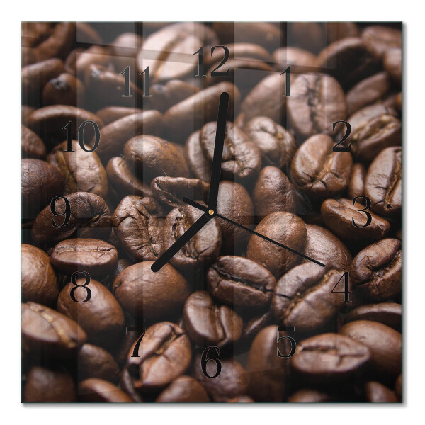 Glass wall clock square Coffee beans