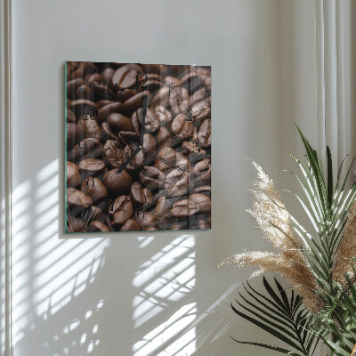 Glass wall clock square Coffee beans