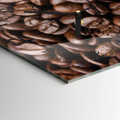 Glass wall clock square Coffee beans