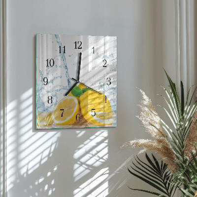 Glass clock square Citrus