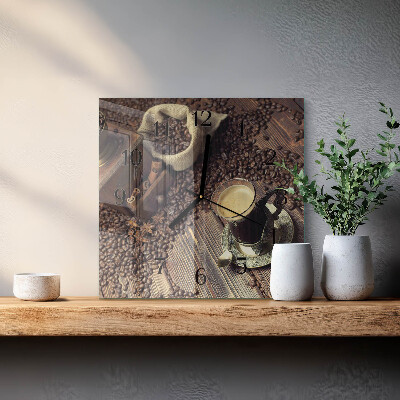 Glass wall clock square Coffee