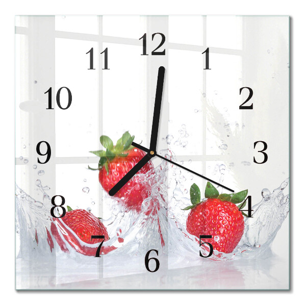 Glass wall clock square Strawberry