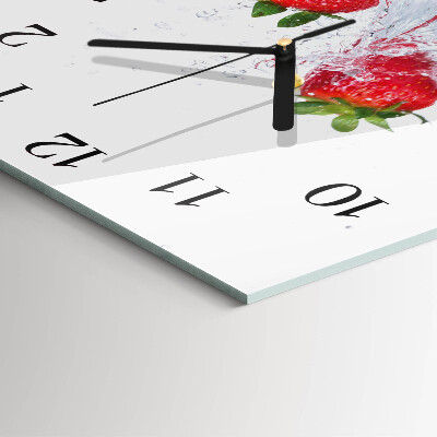 Glass wall clock square Strawberry
