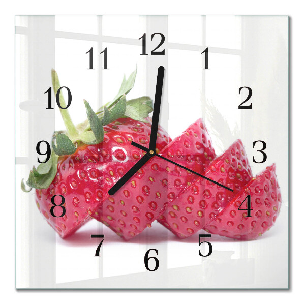 Glass wall clock square Strawberry