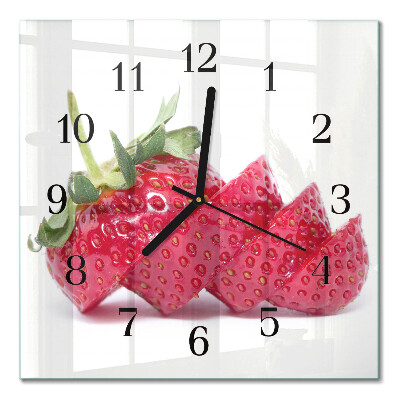 Glass wall clock square Strawberry
