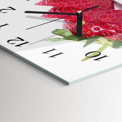 Glass wall clock square Strawberry