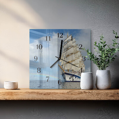 Glass wall clock square Ship