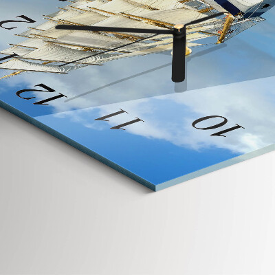 Glass wall clock square Ship