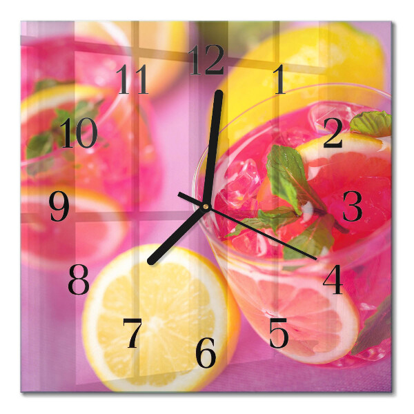 Glass clock square Citrus