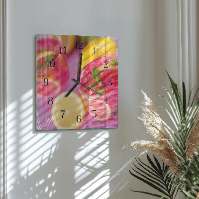 Glass clock square Citrus