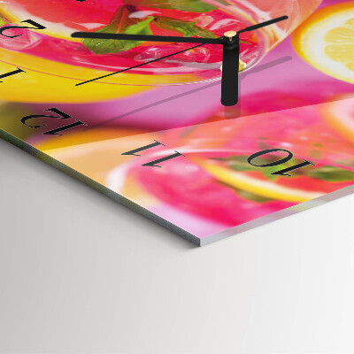 Glass clock square Citrus