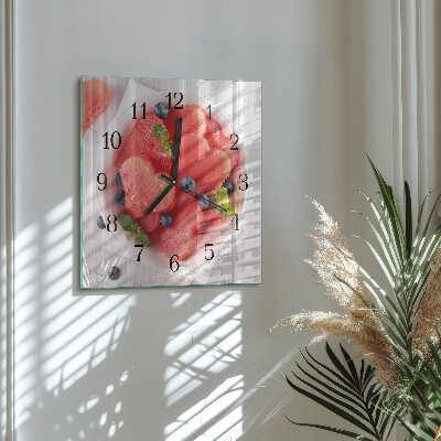 Glass wall clock square Watermelon heart