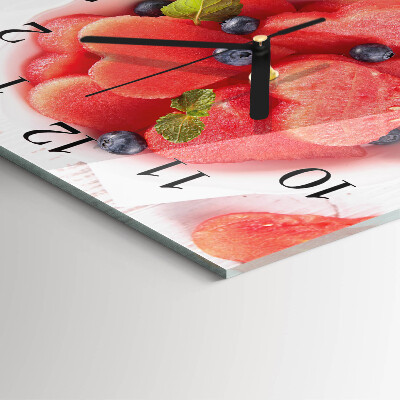 Glass wall clock square Watermelon heart