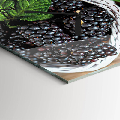 Glass clock square Blackberries