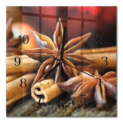Glass wall clock square Anise cinnamon