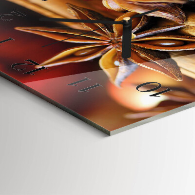 Glass wall clock square Anise cinnamon