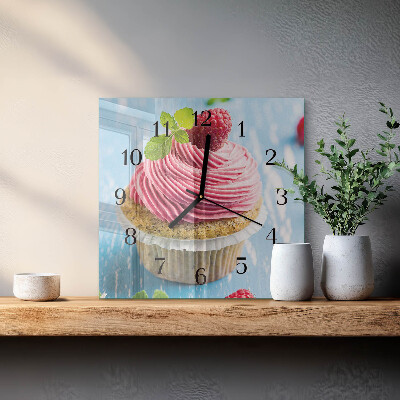 Square kitchen clock Raspberry muffin