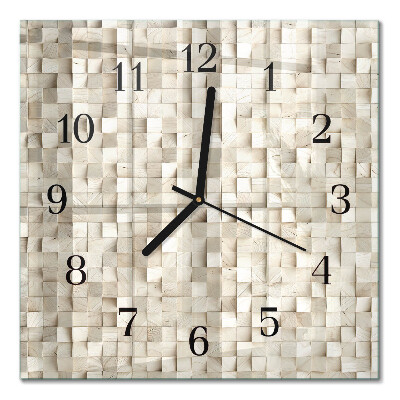 Glass wall clock square Wooden mosaic