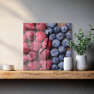 Glass clock square Forest fruits
