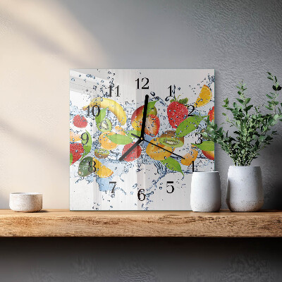 Square wall clock Fruit water