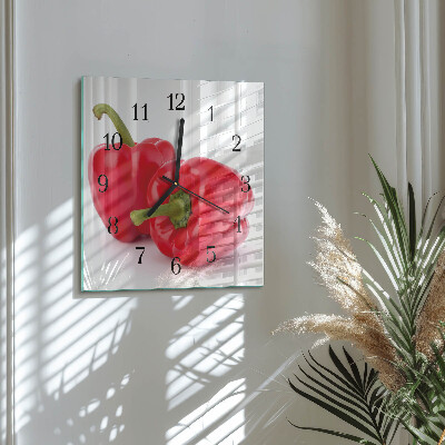 Glass clock square Pepper