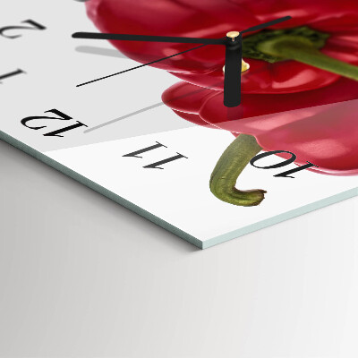 Glass clock square Pepper