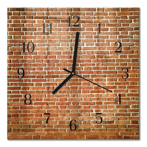 Glass wall clock square Brick