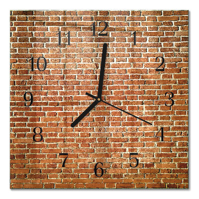 Glass wall clock square Brick