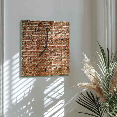 Glass wall clock square Brick