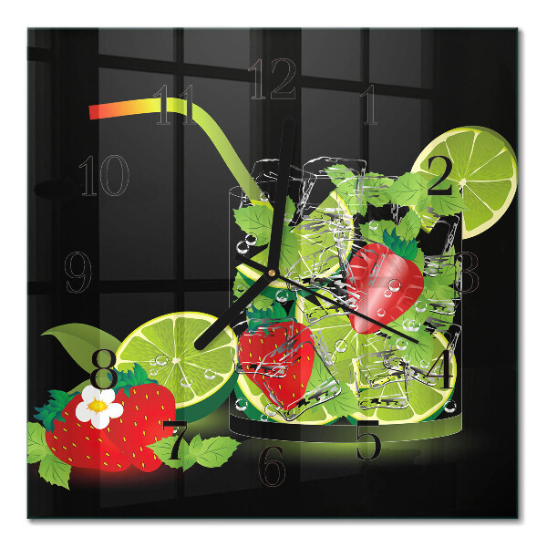 Square wall clock Strawberry and lime