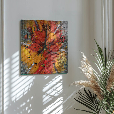 Glass wall clock square Spices