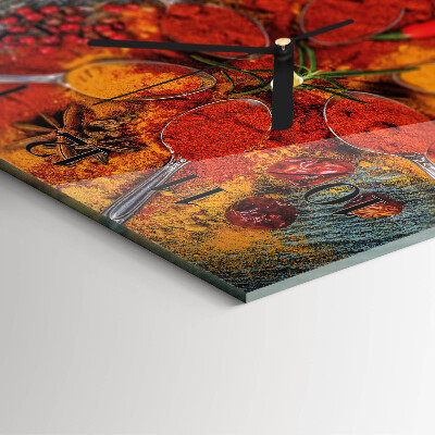 Glass wall clock square Spices