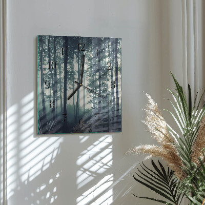 Square kitchen clock Misty forest