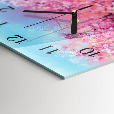 Glass wall clock square Floral pattern