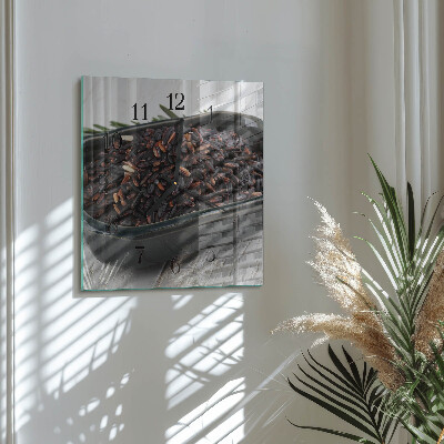 Square kitchen clock Black rice