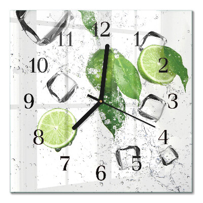 Glass clock square Limes