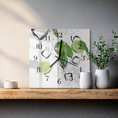 Glass clock square Limes