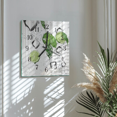 Glass clock square Limes