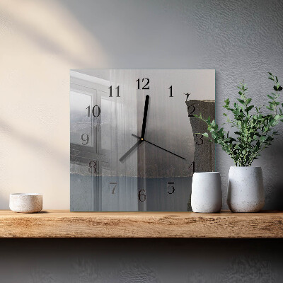 Glass wall clock square Abyss