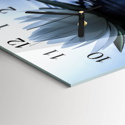 Glass wall clock square Water lily