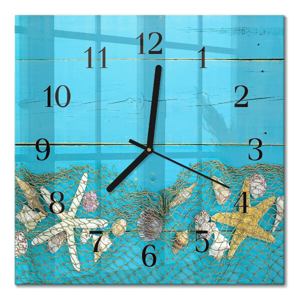 Glass clock square Treasures of the Sea